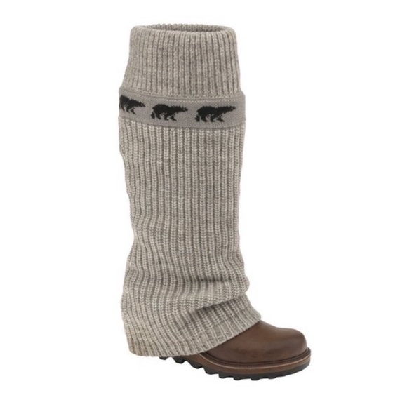Sorel Crazy Cable Knit Leg Warmer Slouch Brown Wedge Boots